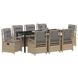Set da Pranzo per Giardino 9 pcs Beige e Grigio Chiaro