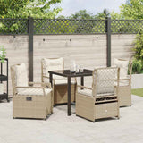 Set da Pranzo per Giardino 5 pcs Beige e Bianco Crema