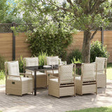 Set da Pranzo per Giardino 7 pcs Beige e Bianco Crema