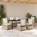 Set da Pranzo per Giardino 7 pcs Beige e Bianco Crema