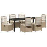 Set da Pranzo per Giardino 7 pcs Beige e Bianco Crema