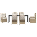 Set da Pranzo per Giardino 7 pcs Beige e Bianco Crema