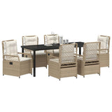Set da Pranzo per Giardino 7 pcs Beige e Bianco Crema