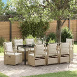 Set da Pranzo per Giardino 9 pcs Beige e Bianco Crema