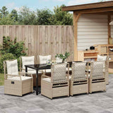 Set da Pranzo per Giardino 9 pcs Beige e Bianco Crema
