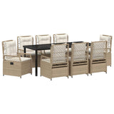 Set da Pranzo per Giardino 9 pcs Beige e Bianco Crema