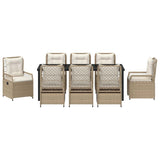 Set da Pranzo per Giardino 9 pcs Beige e Bianco Crema