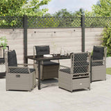 Set da Pranzo per Giardino 5 pcs Grigio chiaro polyrattan
