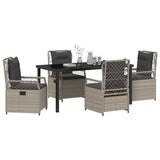 Set da Pranzo per Giardino 5 pcs Grigio chiaro polyrattan