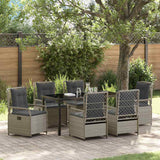 Set da Pranzo per Giardino 7 pcs Grigio chiaro polyrattan