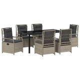 Set da Pranzo per Giardino 7 pcs Grigio chiaro polyrattan