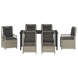 Set da Pranzo per Giardino 7 pcs Grigio chiaro polyrattan