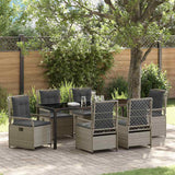 Set da Pranzo per Giardino 7 pcs Grigio chiaro polyrattan