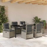 Set da Pranzo per Giardino 7 pcs Grigio chiaro polyrattan