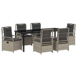 Set da Pranzo per Giardino 7 pcs Grigio chiaro polyrattan