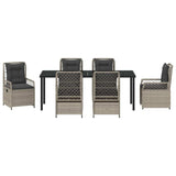 Set da Pranzo per Giardino 7 pcs Grigio chiaro polyrattan