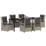 Set da Pranzo per Giardino 7 pcs Grigio chiaro polyrattan