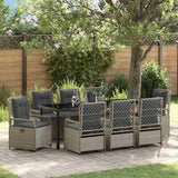 Set da Pranzo per Giardino 9 pcs Grigio chiaro polyrattan