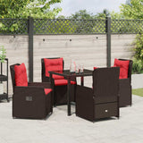 Set da Pranzo per Giardino 5 pcs Marrone Poly Rattan