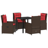 Set da Pranzo per Giardino 5 pcs Marrone Poly Rattan
