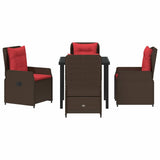 Set da Pranzo per Giardino 5 pcs Marrone Poly Rattan