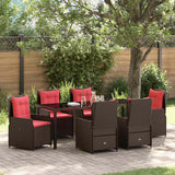 Set da Pranzo per Giardino 7 pcs Marrone Poly Rattan
