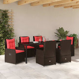 Set da Pranzo per Giardino 7 pcs Marrone Poly Rattan