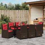 Set da Pranzo per Giardino 9 pcs Marrone Poly Rattan