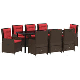 Set da Pranzo per Giardino 9 pcs Marrone Poly Rattan