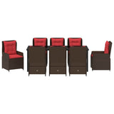 Set da Pranzo per Giardino 9 pcs Marrone Poly Rattan