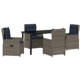 Set da Pranzo per Giardino con cuscino 5 pcs Grigio Poly Rattan