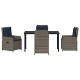 Set da Pranzo per Giardino con cuscino 5 pcs Grigio Poly Rattan