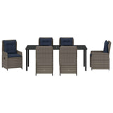Set da Pranzo per Giardino con cuscino 7 pcs Grigio Poly Rattan