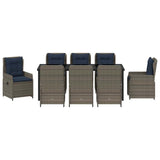 Set da Pranzo per Giardino con cuscino 9 pcs Grigio Poly Rattan