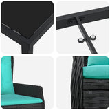 Set da Pranzo per Giardino con cuscino 7 pcs Nero Poly Rattan