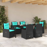 Set da Pranzo per Giardino con cuscino 7 pcs Nero Poly Rattan