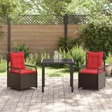 Set da Pranzo per Giardino 3 pcs Marrone polyrattan