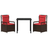 Set da Pranzo per Giardino 3 pcs Marrone polyrattan