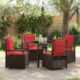 Set da Pranzo per Giardino 5 pcs Marrone polyrattan