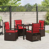Set da Pranzo per Giardino 5 pcs Marrone polyrattan