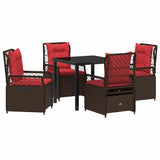 Set da Pranzo per Giardino 5 pcs Marrone polyrattan