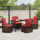 Set da Pranzo per Giardino 5 pcs Marrone polyrattan