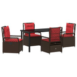 Set da Pranzo per Giardino 5 pcs Marrone polyrattan