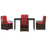 Set da Pranzo per Giardino 5 pcs Marrone polyrattan