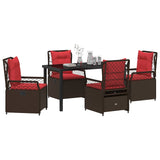 Set da Pranzo per Giardino 5 pcs Marrone polyrattan