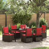 Set da Pranzo per Giardino 7 pcs Marrone polyrattan