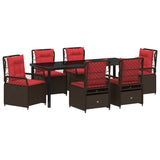 Set da Pranzo per Giardino 7 pcs Marrone polyrattan