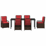 Set da Pranzo per Giardino 7 pcs Marrone polyrattan