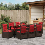 Set da Pranzo per Giardino 9 pcs Marrone polyrattan