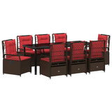 Set da Pranzo per Giardino 9 pcs Marrone polyrattan